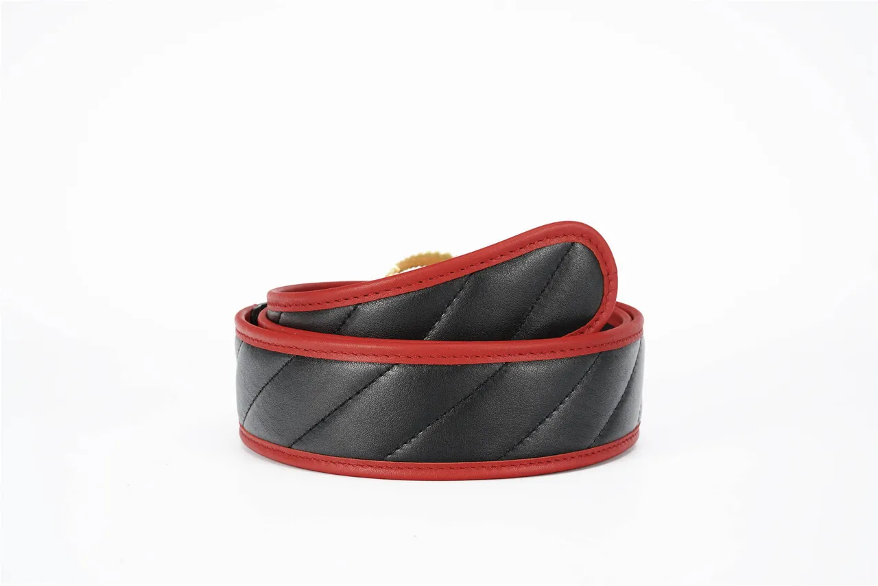 Gucci GG Marmont Ceinture en cuir noir et rouge matelassée 6