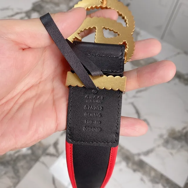 Gucci GG Marmont Quilted Black and Red Leather Belt 7