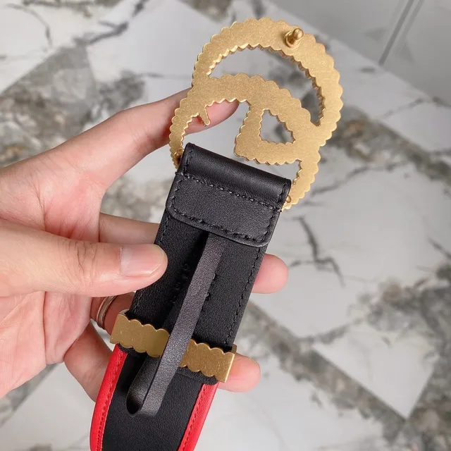 Gucci GG Marmont Quilted Black and Red Leather Belt 8