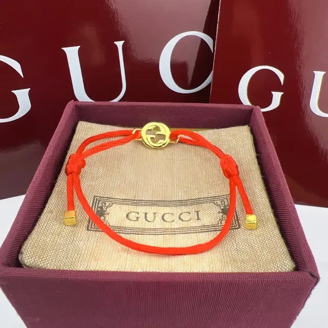 Gucci GG Marmont Red Cord Interlocking G Bracelet 4