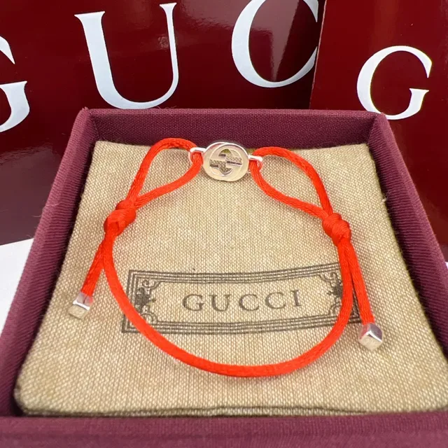 Gucci GG Marmont Red Cord Interlocking G Bracelet 6