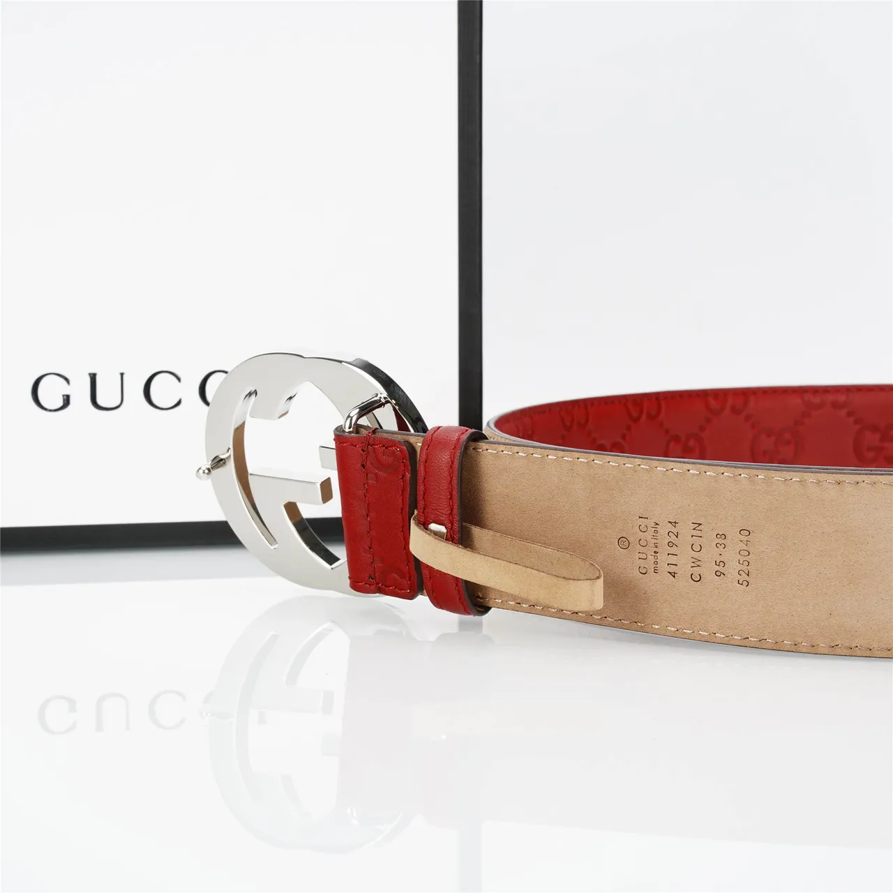 Gucci GG Marmont Red Leather Belt 5