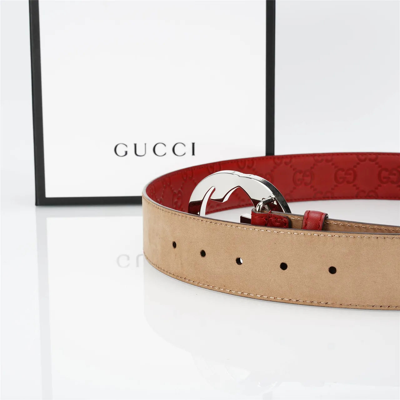 Gucci GG Marmont Red Leather Belt 6