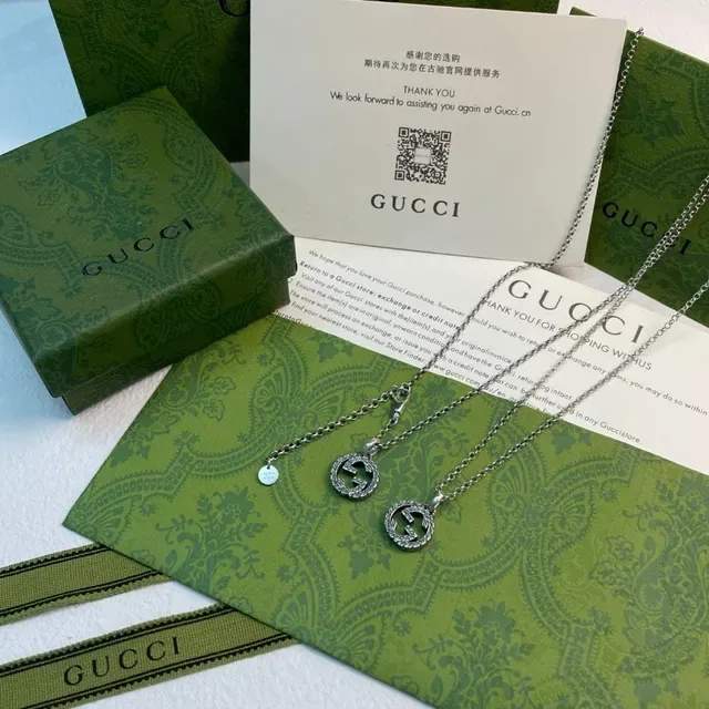 Gucci GG Marmont Silver Interlocking Logo Necklace 5