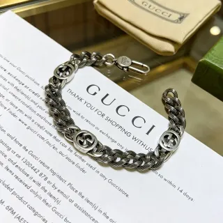 Gucci GG Marmont Twisted Rope-Link Interlocking G Silver Bracelet