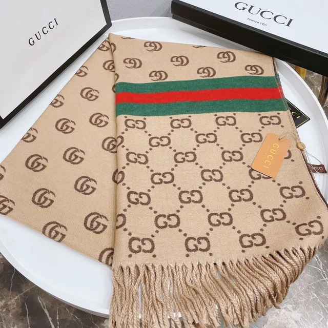 Gucci GG Monogram Web Stripe Cashmere Scarf 2