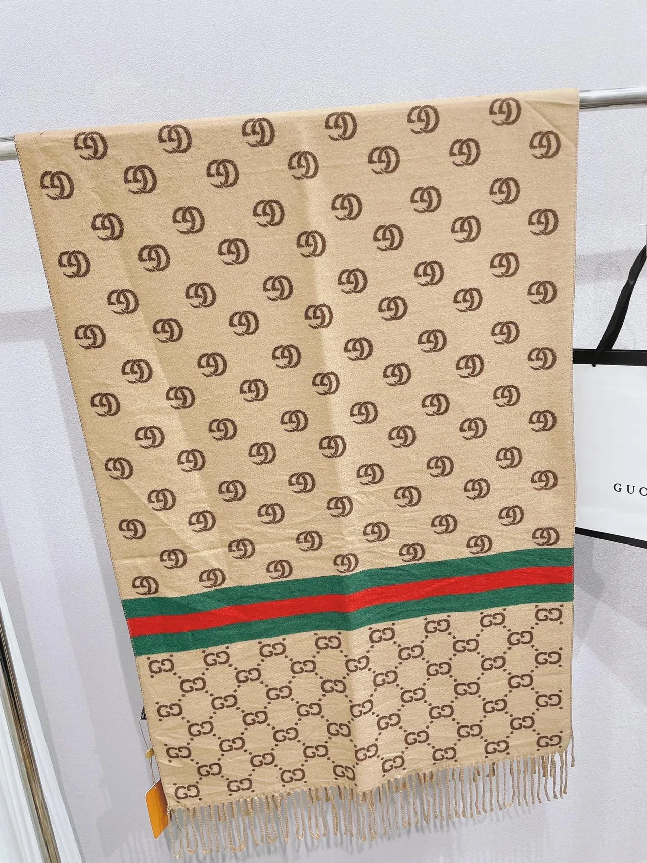 Gucci GG Monogram Web Stripe Cashmere Scarf 3
