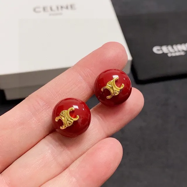Gucci GG Red Glossy Spherical Stud Earrings 3