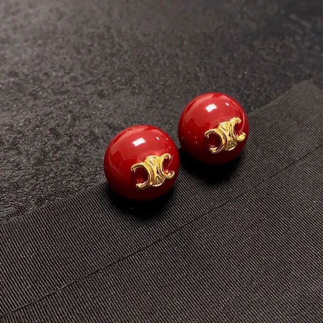 Gucci GG Red Glossy Spherical Stud Earrings 4