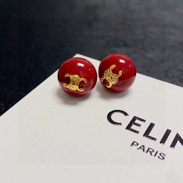 Gucci GG Red Glossy Spherical Stud Earrings 8