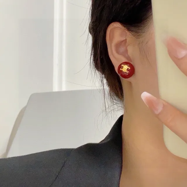 Gucci GG Red Glossy Spherical Stud Earrings 9