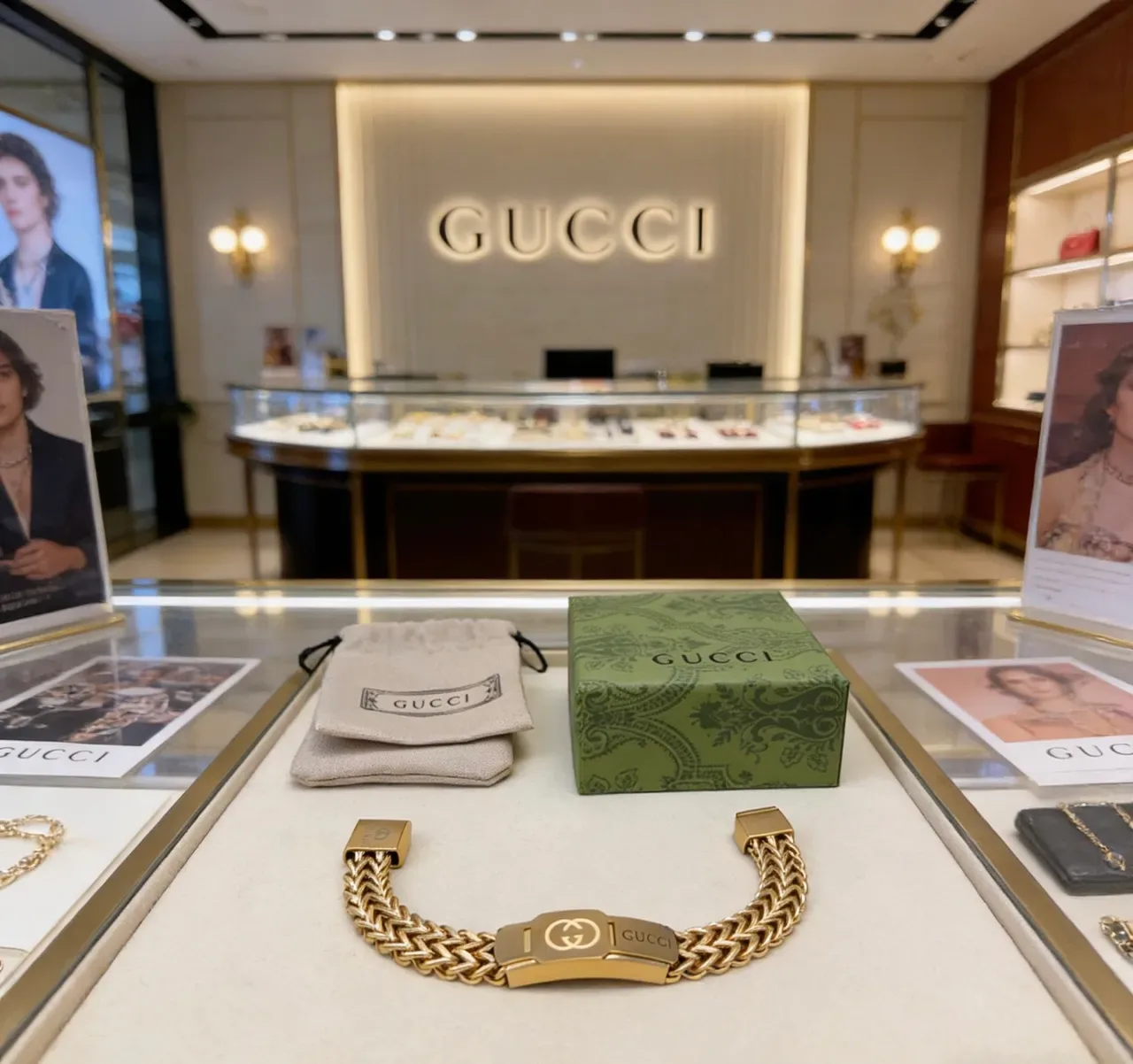 Gucci Gold Braided Curb-Link Chain Bracelet 3