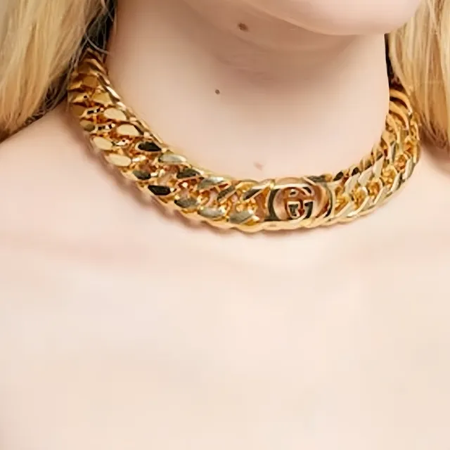 Gucci Gold Curb-Link Chain Interlocking Double-G Clasp Bracelet 2