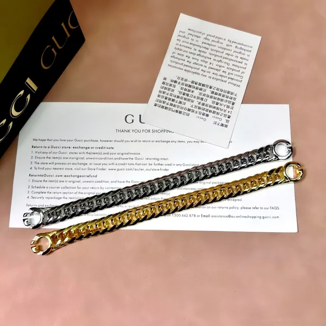 Gucci Gold Curb-Link Chain Interlocking Double-G Clasp Bracelet 6