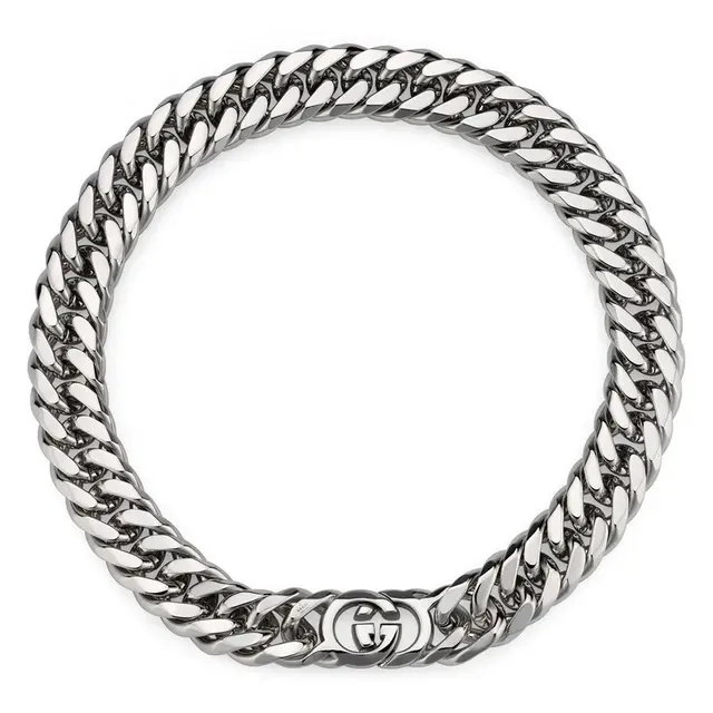 Gucci Gold Curb-Link Chain Interlocking Double-G Clasp Bracelet 8