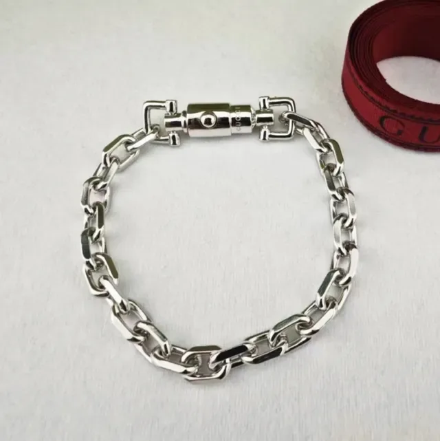 Gucci Gold Silver Layered Curb Chains Rectangular Toggle Clasps Necklace 4