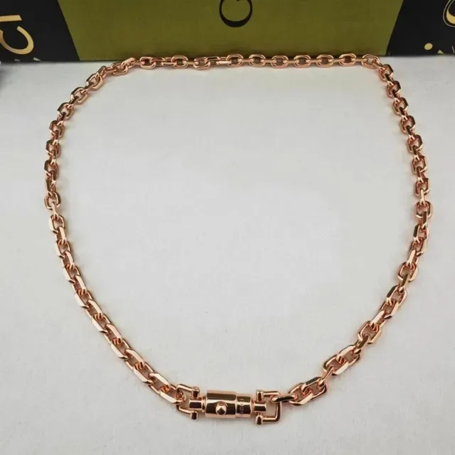 Gucci Gold Silver Layered Curb Chains Rectangular Toggle Clasps Necklace 6