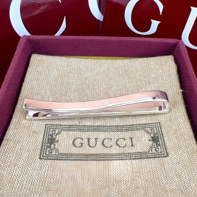 Gucci Gold Silver Textured Geometric Pattern Metallic Finish Necktie 4