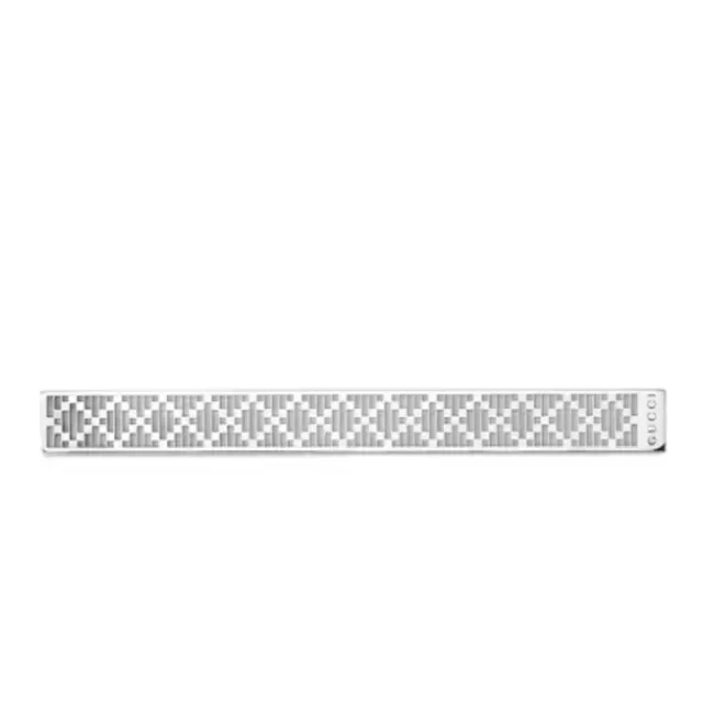 Gucci Gold Silver Textured Geometric Pattern Metallic Finish Necktie 6