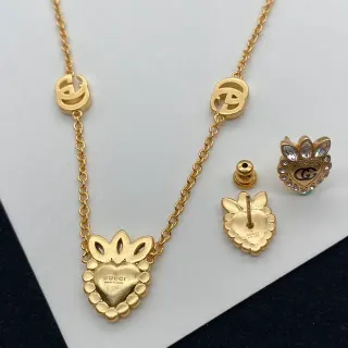 Gucci Gold Transparent Heart Pendant Necklace