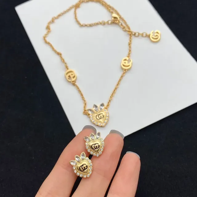 Gucci Gold Transparent Heart Pendant Necklace 4