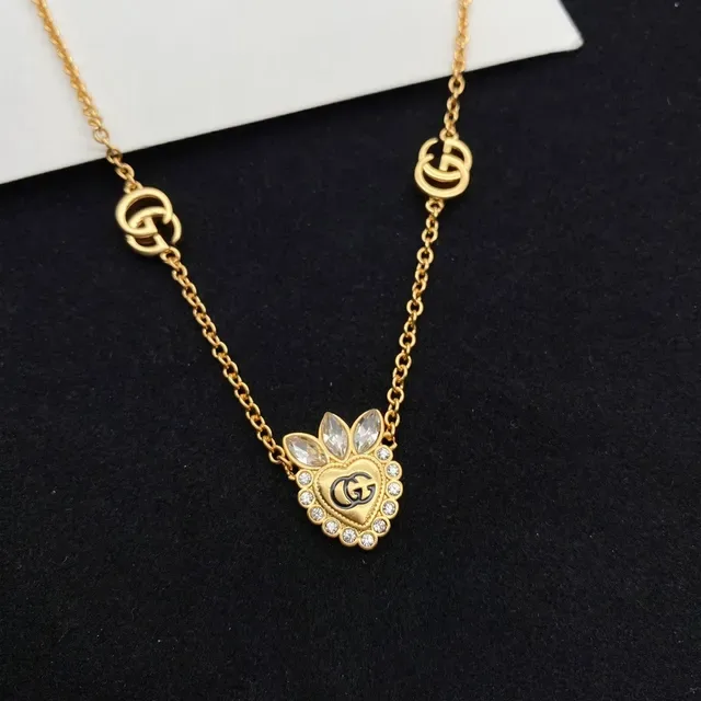 Gucci Gold Transparent Heart Pendant Necklace 6