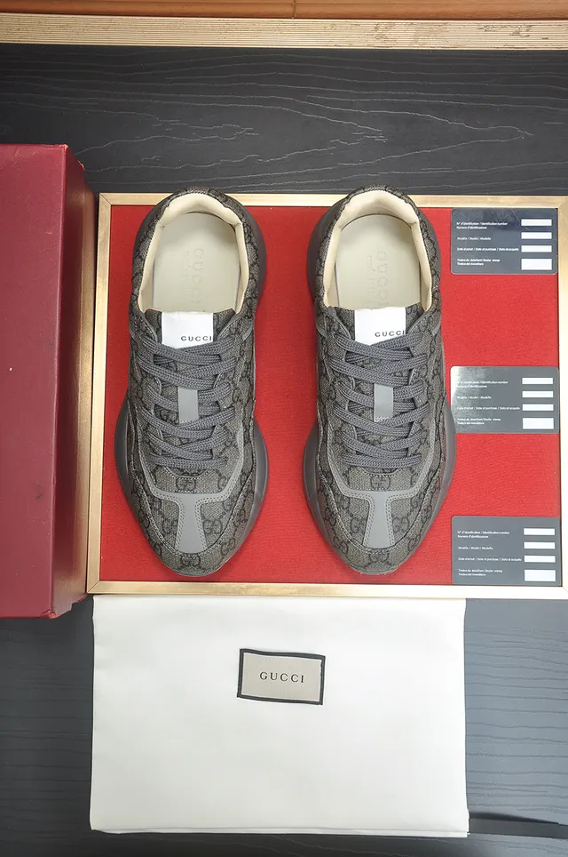 Gucci Gray Beige GG Jacquard Textile Upper Chunky Sculpted Rubber Sole Lifestyle Sneakers 4