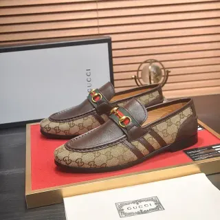 Gucci Horsebit 1955 भूरी और भूरा GG Monogram लोफर्स