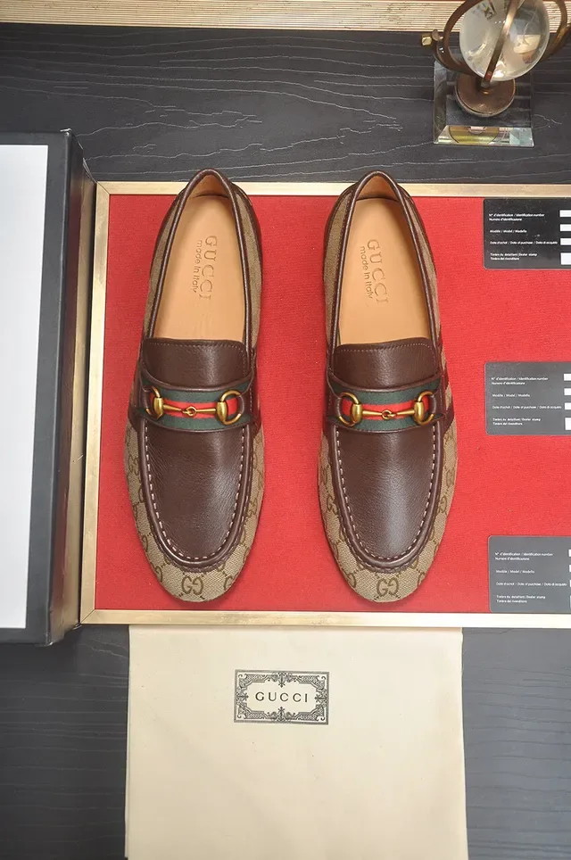 Gucci Horsebit 1955 Beige and Brown GG Monogram Loafers 2