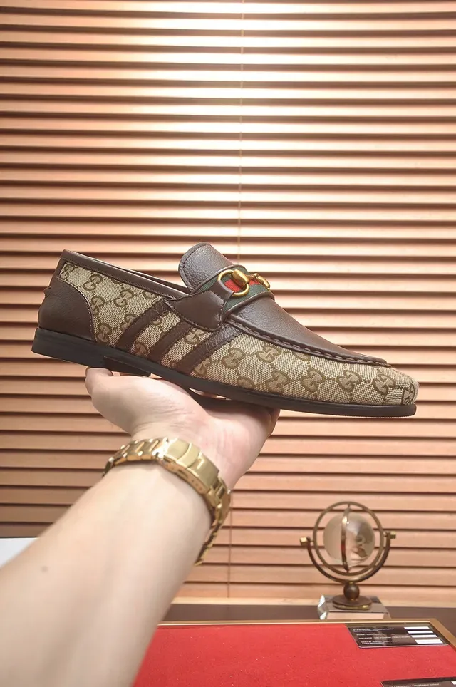 Gucci Horsebit 1955 Beige and Brown GG Monogram Loafers 4