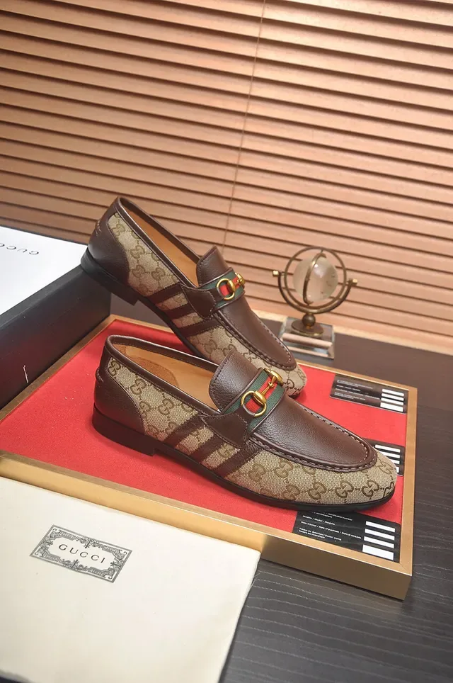 Gucci Horsebit 1955 Beige and Brown GG Monogram Loafers 6