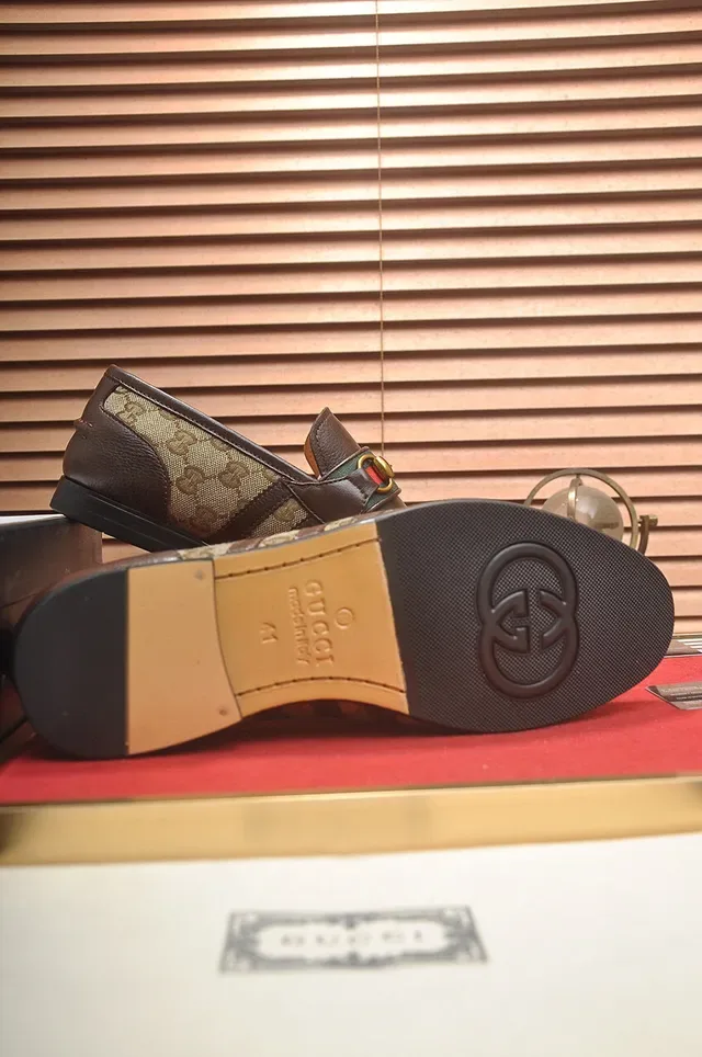 Gucci Horsebit 1955 Beige and Brown GG Monogram Loafers 7