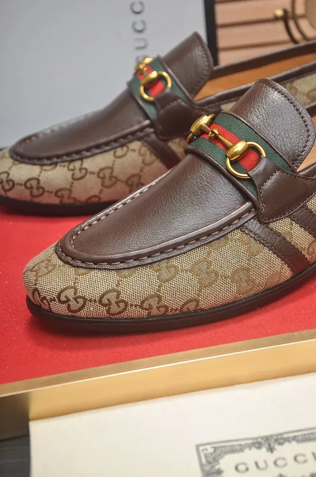 Gucci Horsebit 1955 Beige and Brown GG Monogram Loafers 8