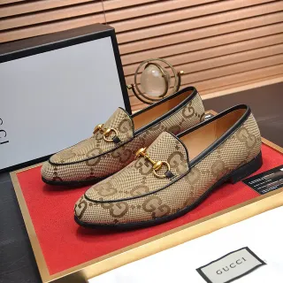 Gucci Horsebit 1955 米色 黑色 GG Monogram 帆布 扣带 乐福鞋