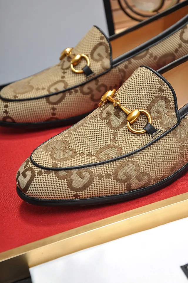 Gucci Horsebit 1955 Beige Black GG Monogram Canvas Buckle Loafer 3