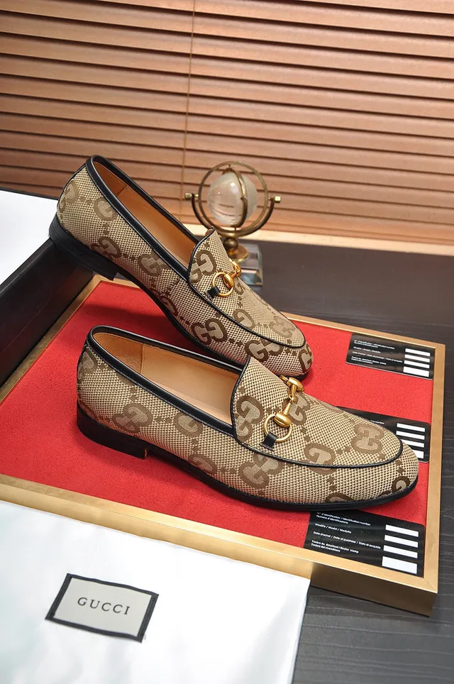Gucci Horsebit 1955 Beige Black GG Monogram Canvas Buckle Loafer 5
