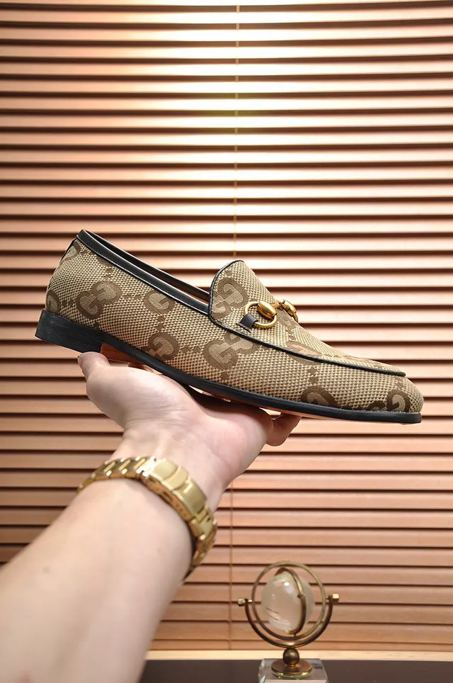 Gucci Horsebit 1955 Beige Black GG Monogram Canvas Buckle Loafer 7