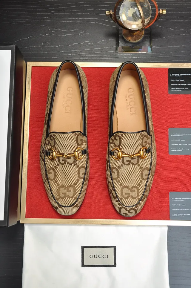 Gucci Horsebit 1955 Beige Black GG Monogram Canvas Buckle Loafer 8