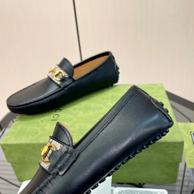 Gucci Horsebit 1955 Preto Bege Couro GG Monogram Alça Web Loafer 4