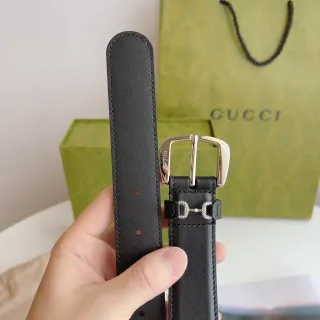 Gucci Horsebit 1955 Black Silver Smooth Buckle Leather Belt