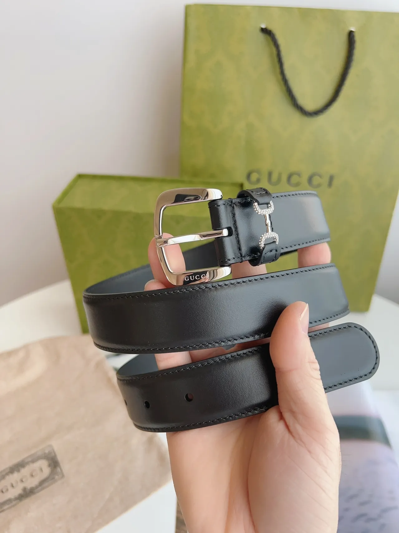 Gucci Horsebit 1955 Black Silver Smooth Buckle Leather Belt 3