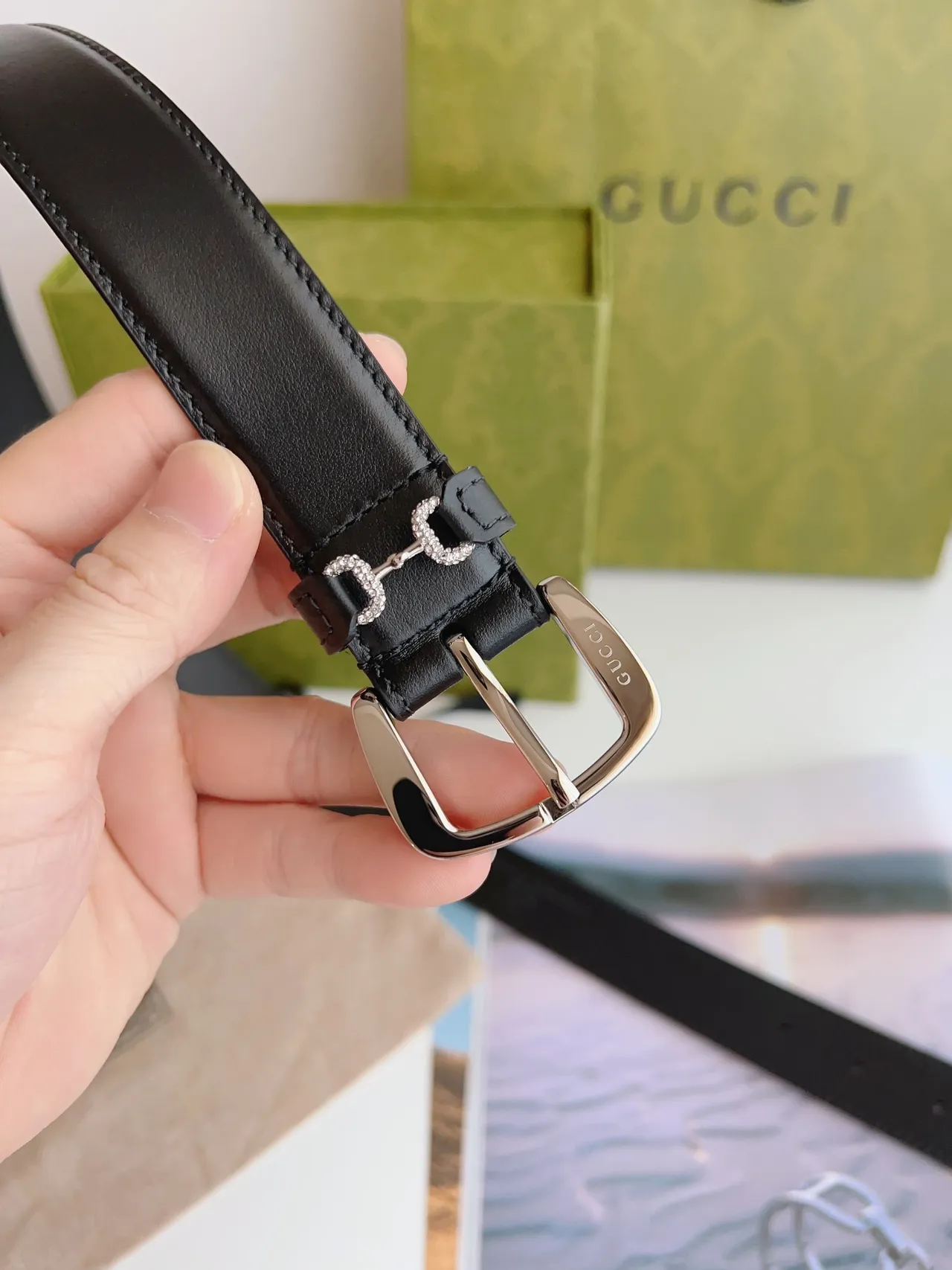 Gucci Horsebit 1955 Black Silver Smooth Buckle Leather Belt 4