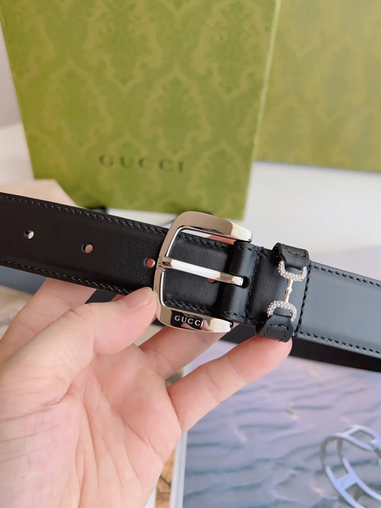 Gucci Horsebit 1955 Black Silver Smooth Buckle Leather Belt 7
