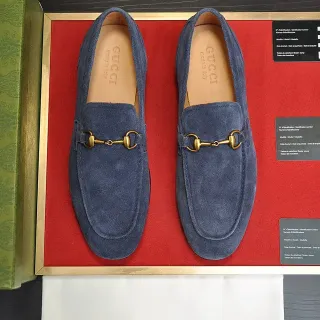 Gucci Horsebit 1955 Blue Suede Loafers