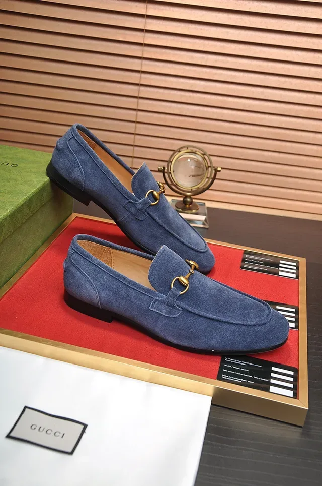 Gucci Horsebit 1955 Mocassins en daim bleu 5