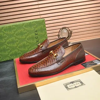 Gucci Horsebit 1955 Brown Snake-Embossed Leather Loafers