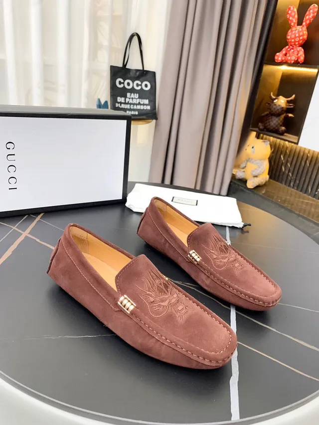 Gucci Horsebit 1955 Brown Suede Dragon Motif Loafers 2