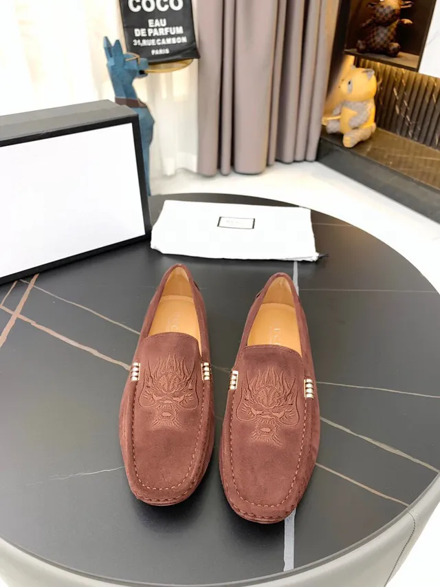Gucci Horsebit 1955 Brown Suede Dragon Motif Loafers 4