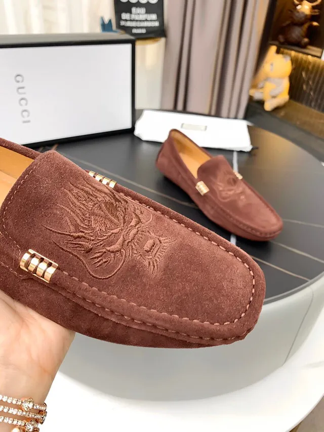 Gucci Horsebit 1955 Brown Suede Dragon Motif Loafers 5