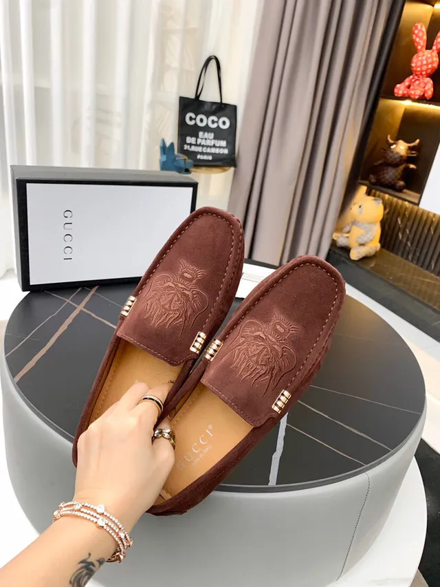 Gucci Horsebit 1955 Brown Suede Dragon Motif Loafers 6